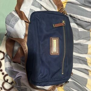 Calvin Klein Dark Blue and Brown Messenger Bag